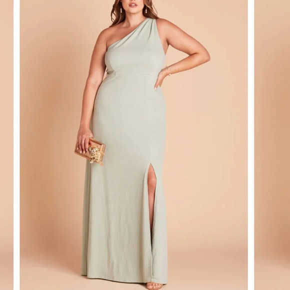 Birdy Grey Kira Crepe Sage Bridesmaid Dress - Picture 1 of 9